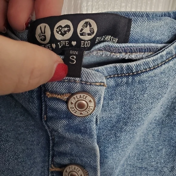 Peace Love Eco Denium Button and Tie Mini Dress - Picture 4 of 10